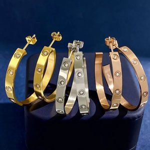 CARLIDANA New Luxury Crystal Charm 38mm Hoop Earrings Stainless Steel Non-fading